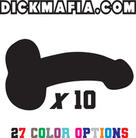 Penis Decal x10  -  4"